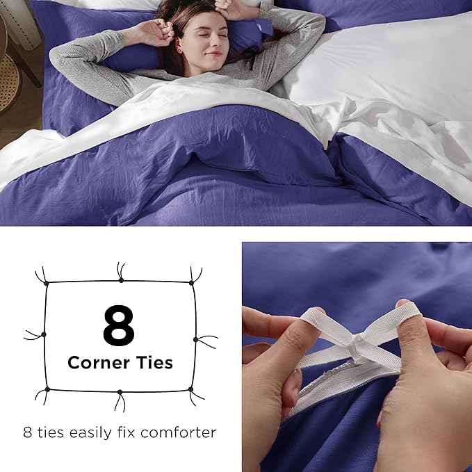 Bedsure Skipper Blue Duvet Cover King Size - 3 Pieces Prewashed Cotton-Like Extra Soft Bedding Set, Includes 1 Duvet Cover 104x90 Inches with Zipper Closure & 2 Pillow Shams, Comforter Not Included