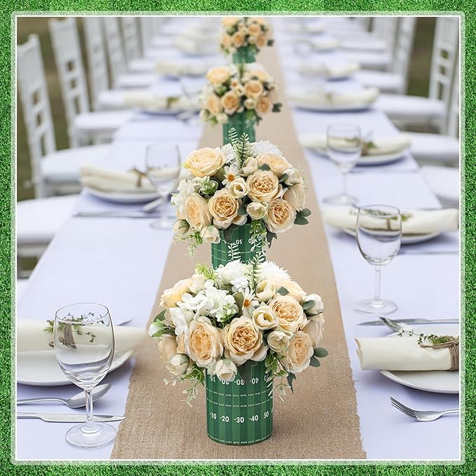 Football Party Table Centerpieces, 6 Set 5 Inch Field Sports Vase Flower Boxes with Removable Foam, Table Utensil Holder Decor for Football Party, Artificial Flowers Home & Kitchen Decor