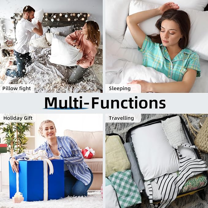 YSTHER Down Feather Throw Pillow Inserts 14x22 Set of 2 Firm Large Lumbar Pillows for Bed Decorative Couch Soft Pillows for Sleeping Indoor White Cotton Pillow Sofa Travel