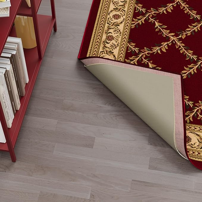 Ottomanson 2'7" x 11' Non-Slip Rug Pad Gripper 1/12 Inch Ultra Thin Dual Surface Felt + Rubber Gripper - Safe for All Floors, Cream