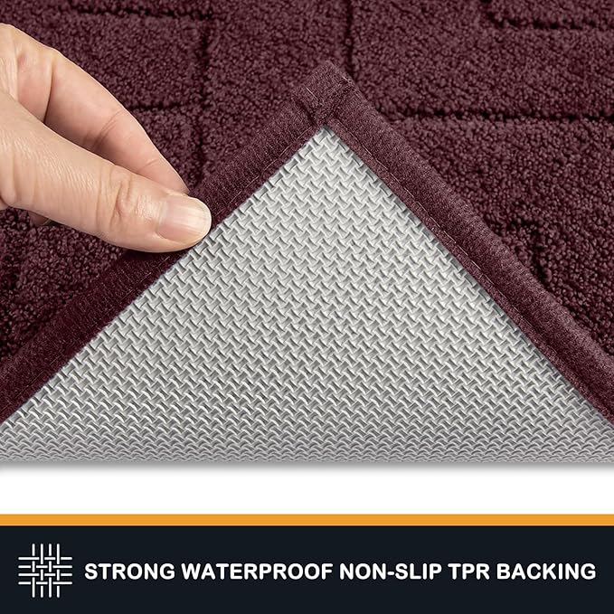 PURRUGS Dirt Trapping Door Mat 20" x 31.5", Non-Slip Machine Washable Entry Rug, Dog Doormat, Indoor Front Door Mat, Super Absorbent Entryway Rug for Muddy Shoes & Paws, Burgundy Red