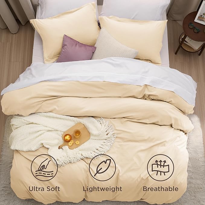 Bedsure Alabaster Gleam Twin Duvet Cover - 2 Pieces Prewashed Extra Soft Bedding Set, Includes 1 Duvet Cover Twin Size 68x90 Inches with Zipper Closure & 1 Pillow Sham, Comforter Not Included
