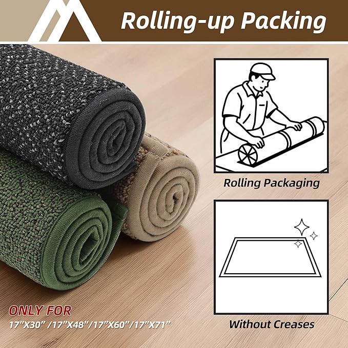 COSY HOMEER Door Mat 17" x 30" Non Slip Absorbent Entryway Rugs Dirt Trapper Doormats Washable Entrance Mats Low Pile Welcome Floor Mat for Front Back Door and Entry Mats,Dark Grey(Roll Packing)