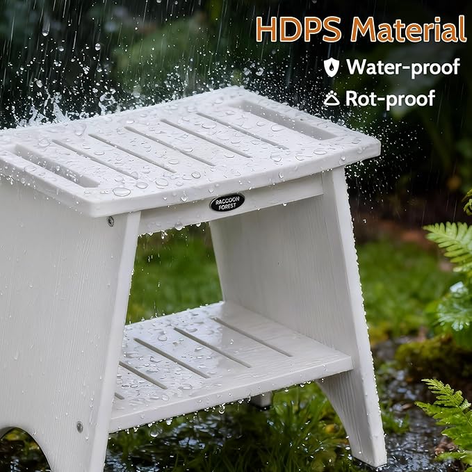 Shower Benches for Inside Shower to Sit On, Shower Stool for Shaving Legs, 500lbs Shower Chair With Space-Efficient Storage Shelf, Waterproof Shower Seat for Spa Bathroom, Indoor or Outdoor Use(White)