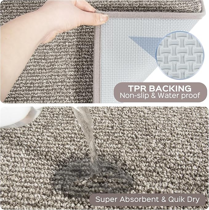 Washable Kitchen Rug 24" x 35.5" / 60cm x 90cm, Non Slip Kitchen Mat for Floor, Absorbent Indoor Throw Rug for Laundry, Bathroom, Bedroom, Door