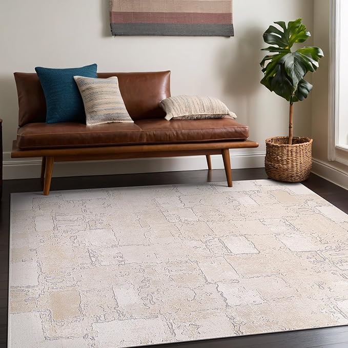 Beverly Rug Living Room Rug 8x10 Modern Luxury Ultra Soft Vintage Indoor Area Rugs for Kitchen Dining Room Stain Resistant Non Shedding Indoor Carpet Alfombras para Salas Modernas (8 x 10 Beige)