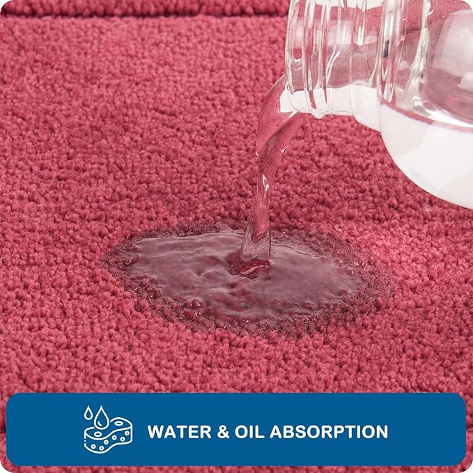 PURRUGS Machine Washable Kitchen Rug 32" x 47", Non-Slip/Skid Kitchen Runner Rugs & Floor Mats, Super Absorbent Soft Standing Mats for Kitchen, Sink & Laundry, Burgundy Red