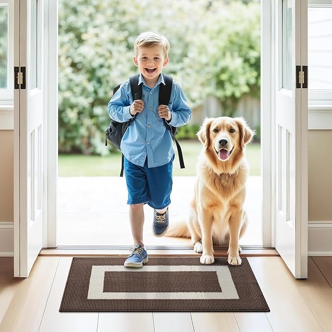 GRANNY SAYS Front Door Mat Outside Entrance, Door Mats for Entryway, Welcome Matt Non-Slip, Entryway Front Porch Mat Low Profile Resist Dirt Easy to Clean, 32"x20", Dark Brown