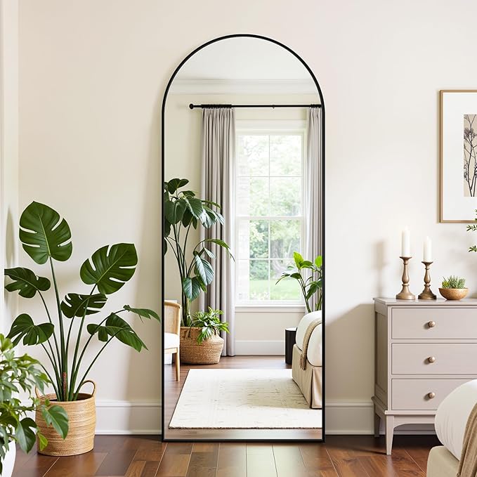 Floor Mirror, 58"×21" Full Length Mirror with Stand for Bedroom Living Room, Black