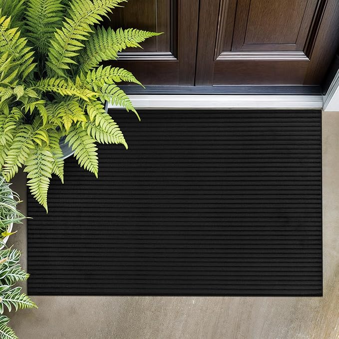 Beverly Rug Non Slip Area Rug 2 x 3 Modern Durable Ultra Soft Ribbed Indoor Rugs for Living Dining Room Office Stain Resistant Non Shedding Casual Easy Shag Indoor Carpet Black 2x3