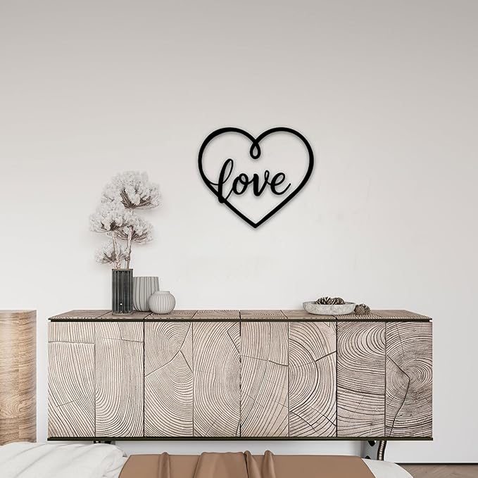 GlintHome Black Metal Wall Decor - Letter(love) Wall Art for Bedroom Living Room Office Home Decor