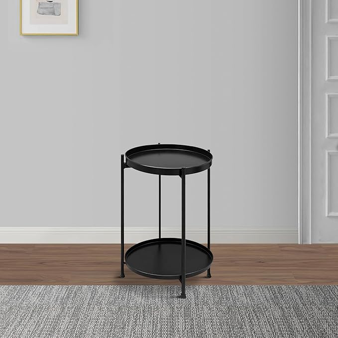 Elegant Iron Side End Table: Durable, Stylish, and Convenient Storage.