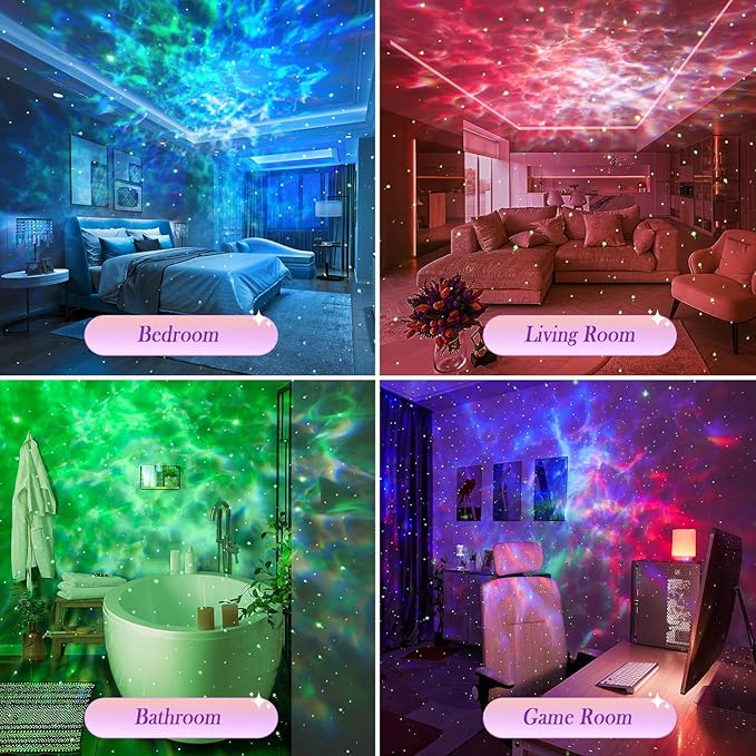 Galaxy Projector for Bedroom, 15 Colors Star Projector for Kids Night Light for Kids, 15 White Noise Sound Machine with Light Galaxy Light Projector for Bedroom, Remote Ceiling Star Lights for Bedroom