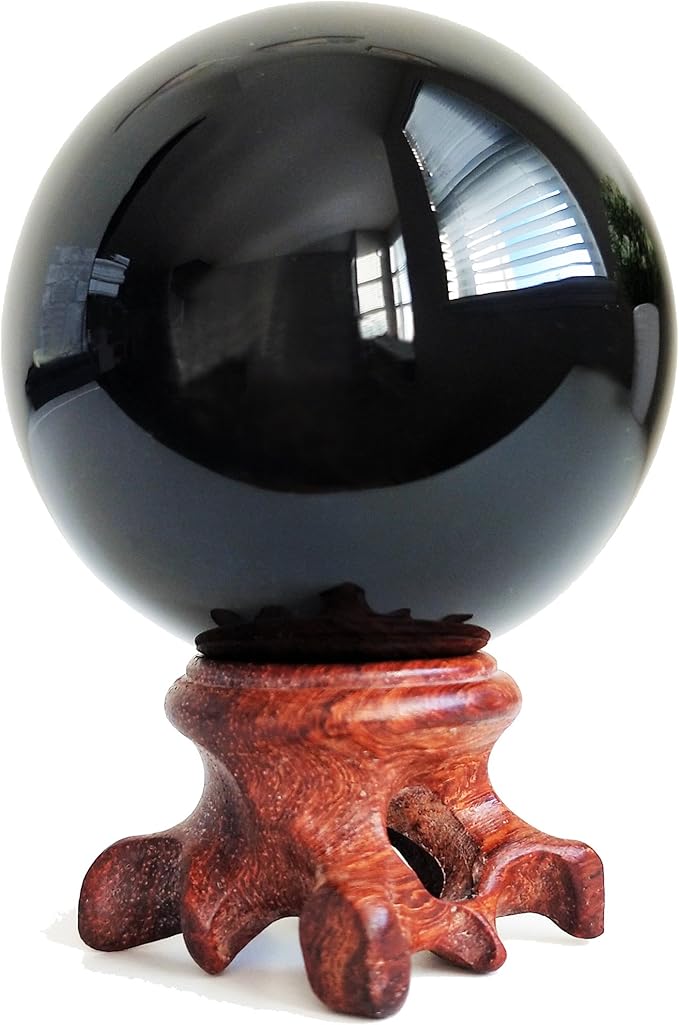 Mina Heal Obsidian Crystal Ball for Fengshui Ball, Meditation, Crystal Healing, Divination Sphere, Home Decoration, 100% Natural and Genuine