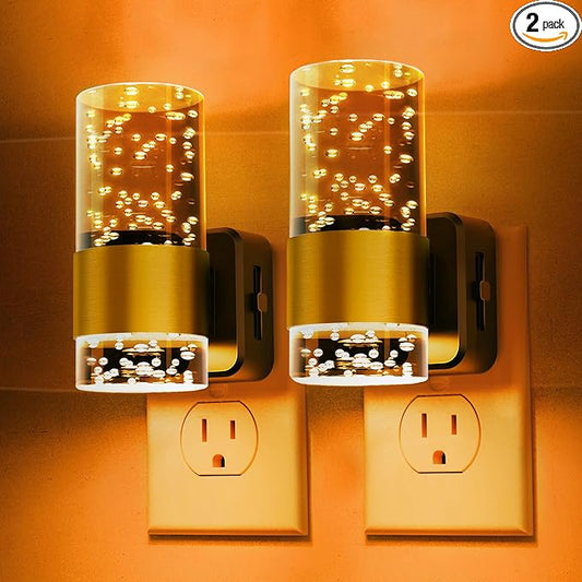 Night lights plug into wall, Amber Night Light with Adjustable Brightness, Plug in NightLight with Auto Light Sensor, Wall Sconce-style Design Night Light for Bathroom,Hallway, 2 Pack