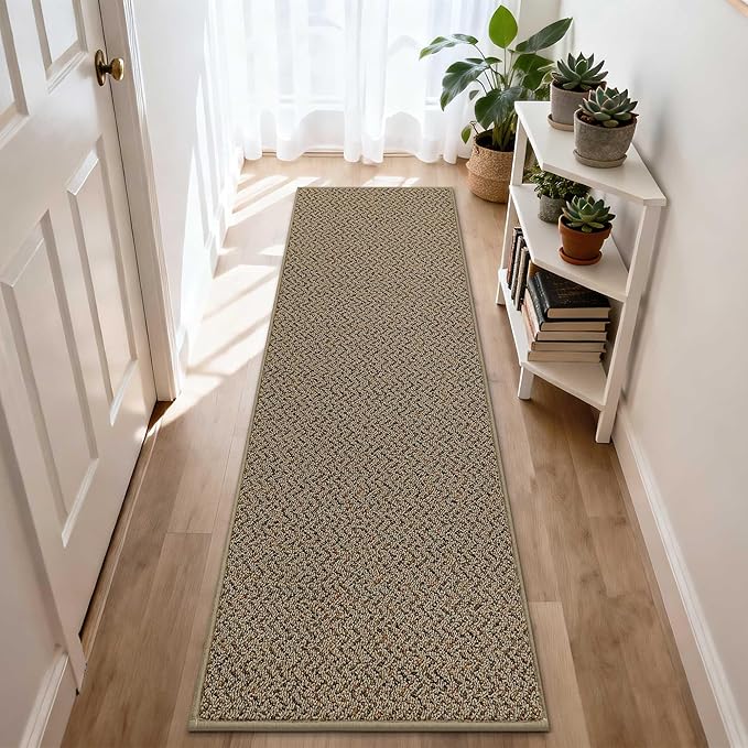 COSY HOMEER Door Mat 17" x 71" Non Slip Absorbent Entryway Rugs Dirt Trapper Doormats Washable Entrance Mats Low Pile Welcome Floor Mat for Front Back Door and Entry Mats,Taupe(Roll Packing)
