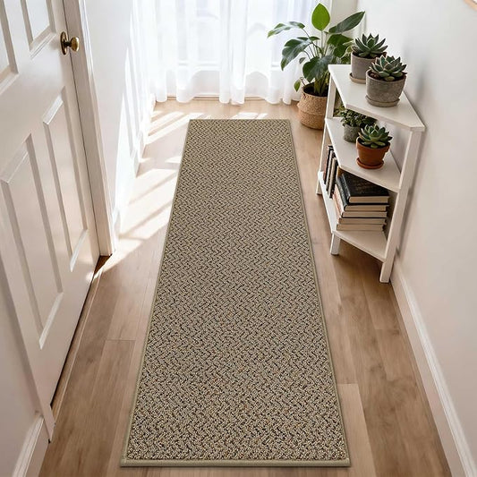 COSY HOMEER Door Mat 17" x 71" Non Slip Absorbent Entryway Rugs Dirt Trapper Doormats Washable Entrance Mats Low Pile Welcome Floor Mat for Front Back Door and Entry Mats,Taupe(Roll Packing)