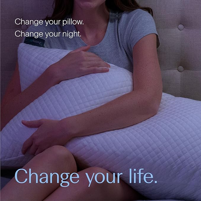 DreamyBlue Signature Pillow w/Adjustable Loft • Shredded Memory Foam Fill • Neutral Alignment for Side, Back, and Stomach Sleepers • Washable Bamboo Rayon Cover • CertiPUR-US Certified Foam (Queen)