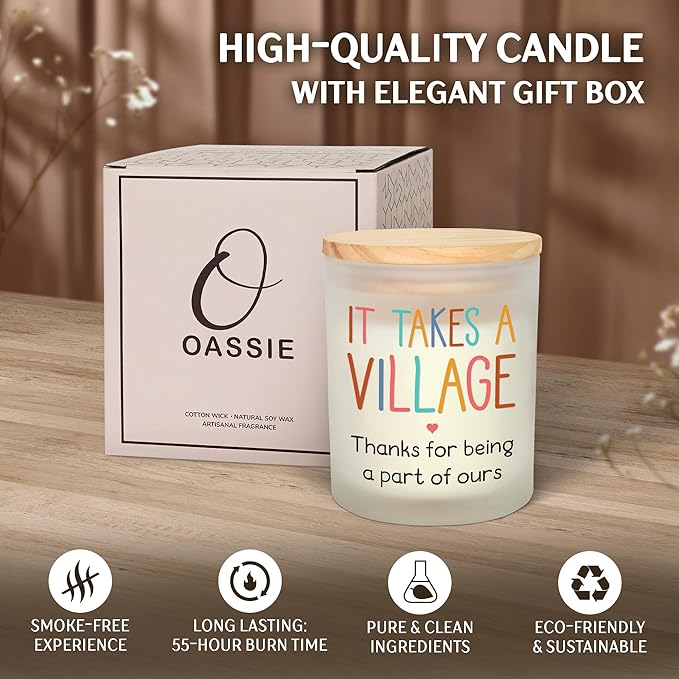OASSIE Thank You Gifts for Women Men - Vanilla Lavender Candle 10 oz - Valentine Appreciation Gifts for Teacher Nurse Coworker Employee Daycare Provider Neighbor Babysitter, Therapist Nanny Gift
