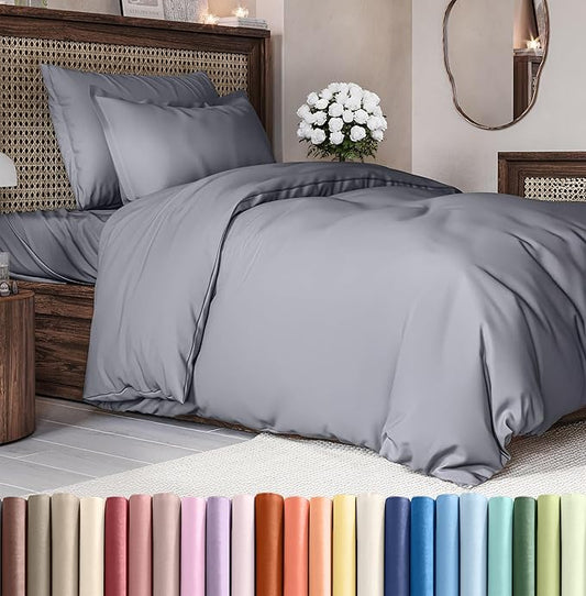 Duvet Cover Twin/Twin XL Size Set - Extra Soft Duvet Cover 68 x 90 with 1 Pillow Sham - Hotel Luxury, Easy Care and Fade Free with Zipper Closures & Ties - Comfy, Breathable Bedding Set (Steel Blue)