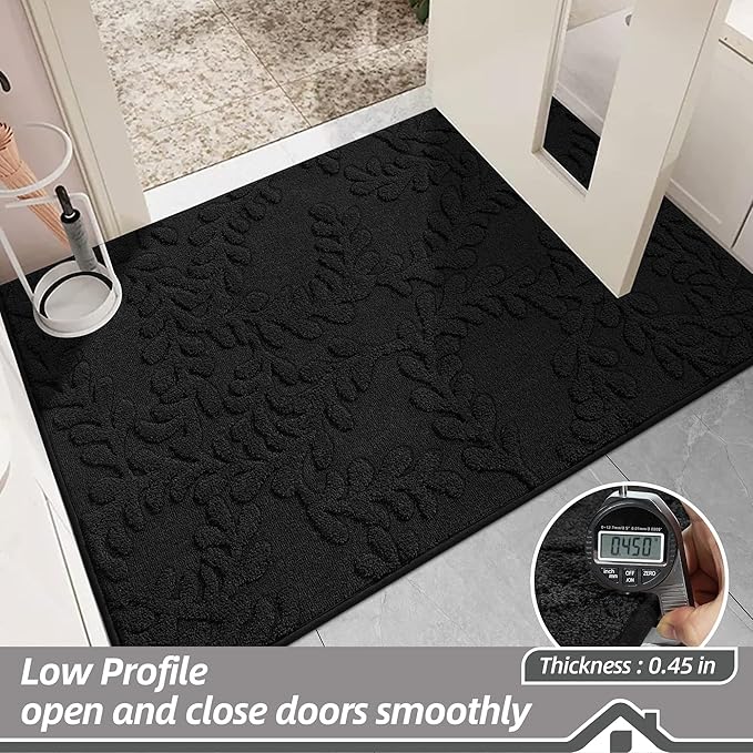 BEQHAUSE Door Mats 32”x48”, Dirt Trapper Doormats Indoor, Non-Slip Washable Entryway Rugs, Super Absorbent Welcome Mat for Front Door, Muddy Shoes & Paws, Black