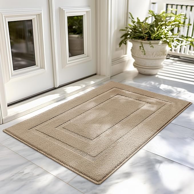 GRANNY SAYS Front Door Mat Outside Entrance, Welcome Matt Indoor Non-Slip, Door Mats for Outdoor, Entryway Front Porch Matt Low Profile Resist Dirt Easy to Clean, 36" x 24", Khaki