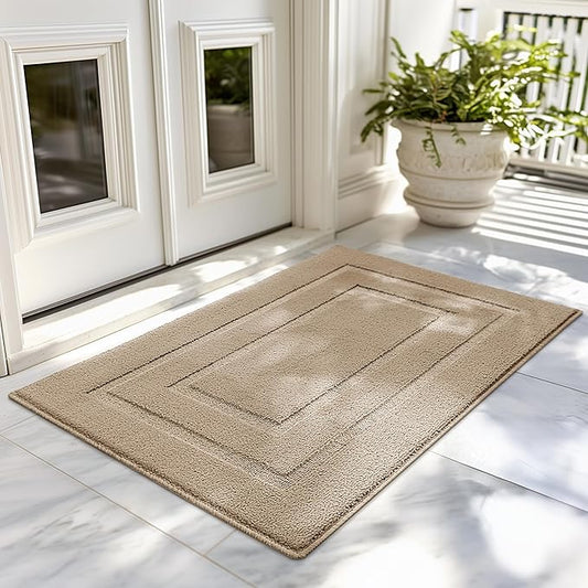 GRANNY SAYS Front Door Mat Outside Entrance, Welcome Matt Indoor Non-Slip, Door Mats for Outdoor, Entryway Front Porch Matt Low Profile Resist Dirt Easy to Clean, 36" x 24", Khaki
