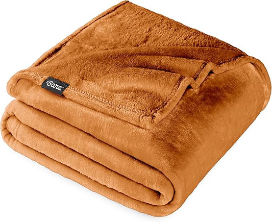 Bare Home Fleece Blanket - Full/Queen - Ultra-Soft Lightweight for Bed, Sofa, and Couch - Luxury Microplush - Cozy Warm Blanket (Full/Queen, Sienna)