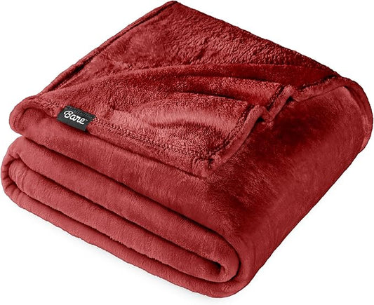 Bare Home Fleece Blanket - Throw/Travel - Ultra-Soft Lightweight for Bed, Sofa, and Couch - Luxury Microplush - Cozy Warm Blanket (Throw/Travel, Rosewood)