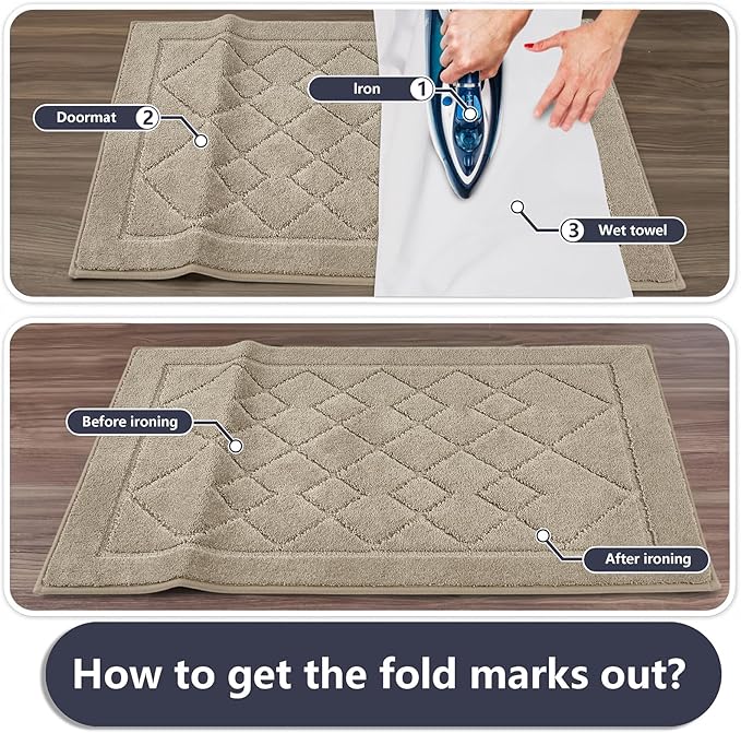 REFETONE Dirt Trapper Door Mat 32" x 40", Washable Indoor Doormat Rubber Backing Non Slip, Resist Dirt and Absorbent Entrance Mat, Low Profile Inside Floor Mats for Front Back Door and Entryway, Beige