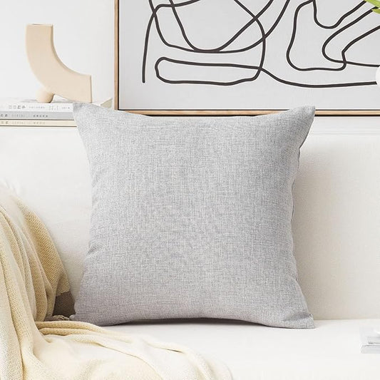 Home Brilliant Grey Throw Pillow Cover Decorative Throw Pillow Case Lined Linen for Bed Couch Sofa, 20x20(50cm), Light Grey