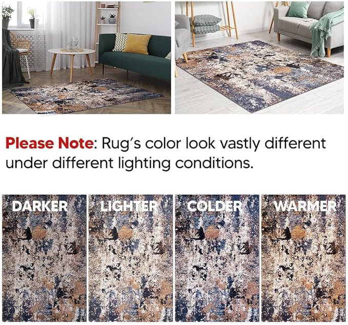 Keen Home Design Area Rugs - 2x14 Non-Shedding, Abstract Rugs for Kitchen, Living Room, Bedroom, Dining Room, Entryway - Size: 2'8" x 14', Multi