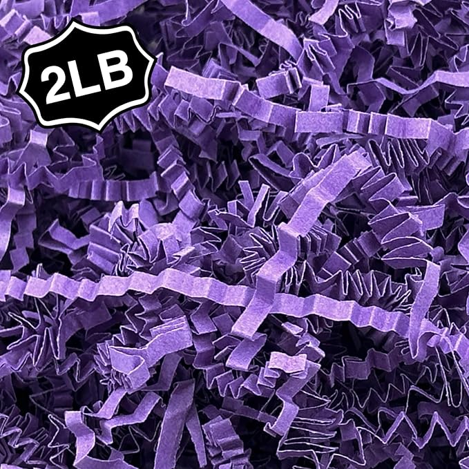 2LB Crinkle Paper Shred Filler for Bag Gift Box Basket Shreded Stuffing Decorations on Halloween(Purple)