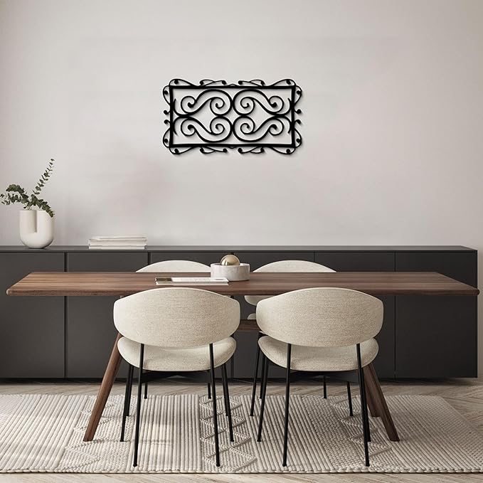GlintHome Black Metal Wall Art for Living Room - Abstract Modern Wall Sculpture Textured Artwork Minimalist Geometric wall Decor for Bedroom Bathroom Living Room Home