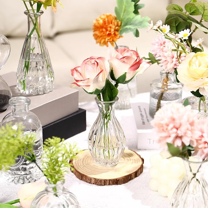 Glass Bud Vases Set of 48, Clear Small Vases for Centerpieces, Small Glass Vase for Flowers, Vintage Bud Vase in Bulk for Wedding, Party, Events, Reception, Home Decor