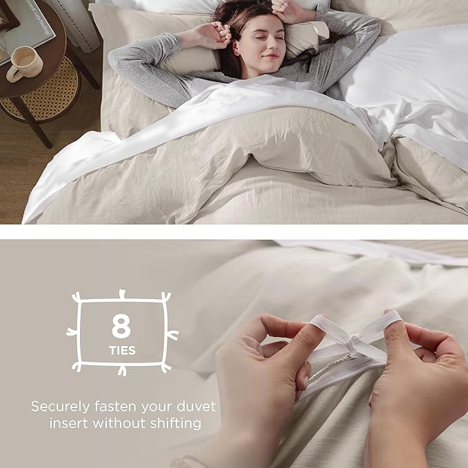 Bedsure Duvet Cover King Size Only - Prewashed Cotton-Like Extra Soft All Season Bedding, Includes 1 Duvet Cover 104x90 Inches with Zipper Closure, Linen, Comforter Not Included