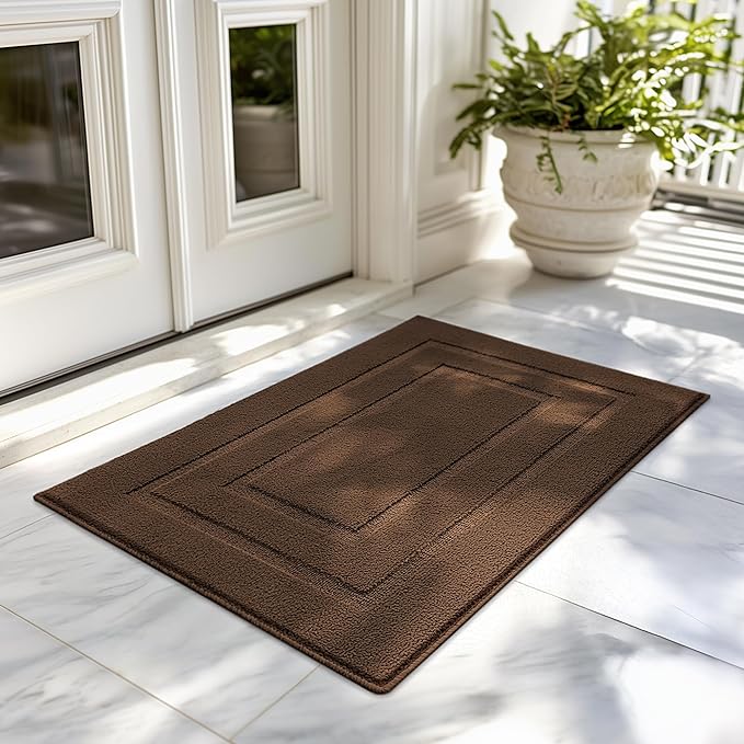 GRANNY SAYS Front Door Mat Outside Entrance, Welcome Matt Indoor Non-Slip, Door Mats for Outdoor, Entryway Front Porch Matt Low Profile Resist Dirt Easy to Clean, 32" x 20", Dark Brown