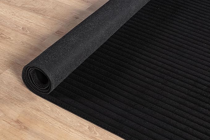 Beverly Rug Non Slip Area Rug 2 x 7 Modern Durable Ultra Soft Ribbed Indoor Rugs for Living Dining Room Office Stain Resistant Non Shedding Casual Easy Shag Indoor Carpet Black 2x7