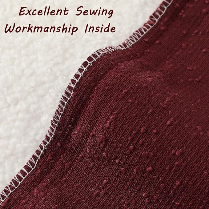 FUTEI Pack of 2 Burgundy Decorative Throw Pillow Covers 16x16 Inch Soft Cozy Solid Boucle Textured Cushion Case,Modern Home Decor for Couch Bed Living Room