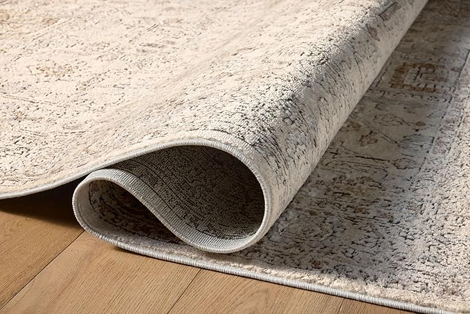 Loloi Teagan Collection TEA-03 Ivory/Sand 5'-3" x 7'-6" Area Rug, Large, Soft Neutral Rug, High-Traffic for Living Room, Bedroom, Home Office, Dining Area