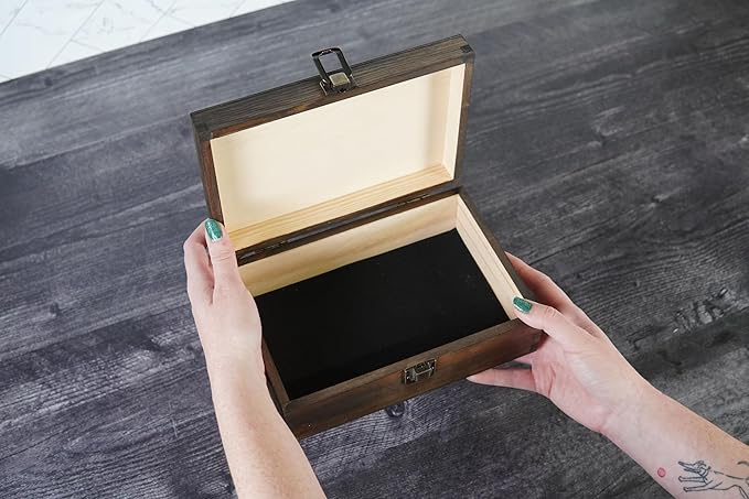 Engraved Baby Memory Box – Wooden Keepsake Box for Newborn Milestones, First Tooth, Hospital Bracelet – Medium Size – Dark Walnut Finish – 8.5 x 6 x 3 in