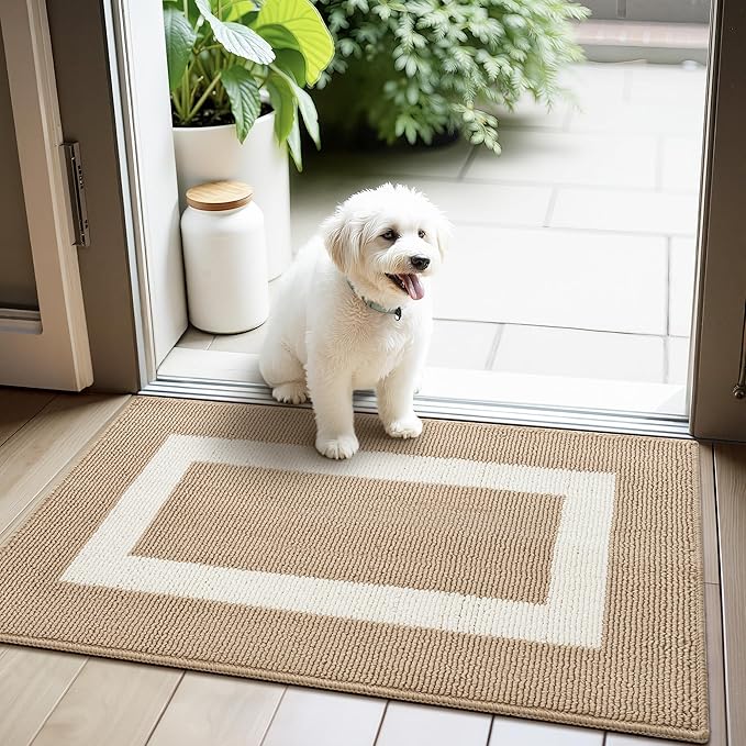 GRANNY SAYS Front Door Mat Outside Entrance, Door Mats for Entryway, Welcome Matt Non-Slip, Entryway Front Porch Mat Low Profile Resist Dirt Easy to Clean, 36"x24", Khaki