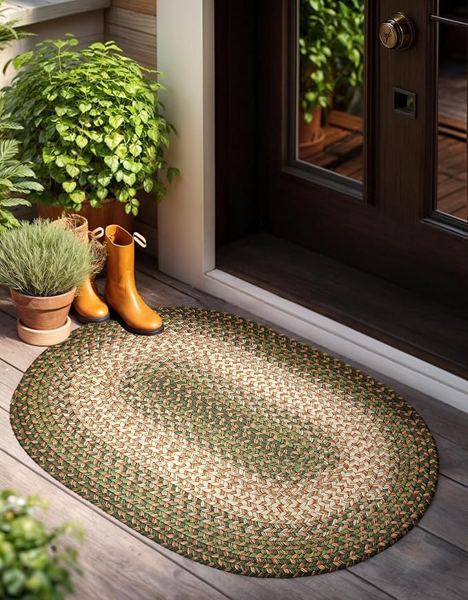 RRI Home Decor EastEnd EL63 Herb Garden 2' x 3' Oval - Braided Area Rug, Home Decor, Floor Mat or Bedroom Rug - Easy Care, Ideal for High Traffic Areas in Hallway and Living Room - Made in USA