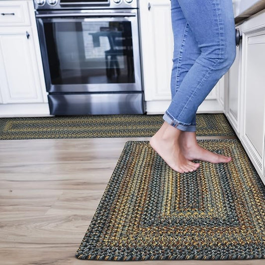 Black Forest Braided Rope Rug 27"x45" - Rectangle, Black and Gold, Indoor Outdoor Washable - Country Primitive Decor for Bathrooms and Kitchens - Beautiful, Durable, Waterproof, Pet Friendly and Soft