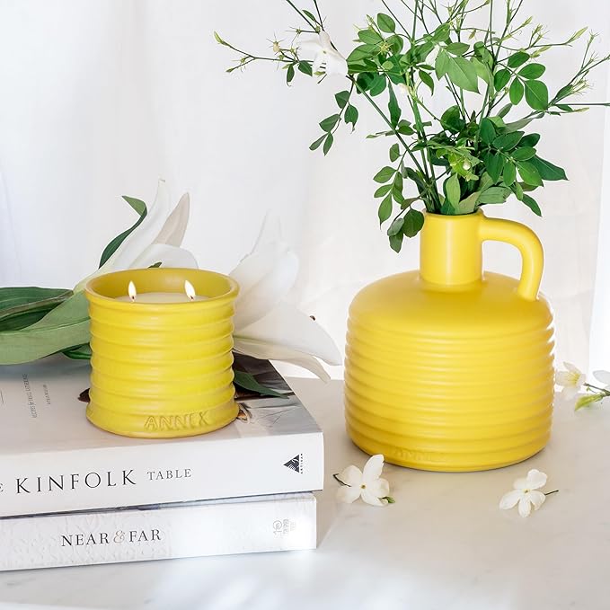 Annex Large Ceramic Handmade Bud Vase, Perfect for Pampas Grass, Book Vase for Flowers, Boho Room Decor for Home, Table, Shelf, Floor, Centerpiece or Book Display