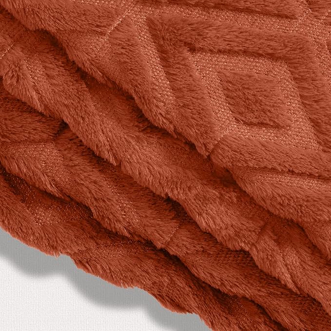 decorUhome Pack of 4 Faux Fur Fall Burnt Orange Throw Pillow Covers 16x16, Soft Decorative Couch Pillow Covers with Velvet Back for Modern Sofa Living Room, Rust