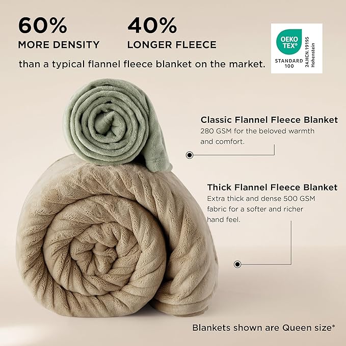 Bedsur Fleece Blankets Queen Size for Bed - GentleSoft Warm, Cozy, Soft & Thick Blanket for Winter, Heavy 500Gsm Anti-Static Design, Ideal for Couch & Sofa, Light Brown, 90x90 Inch