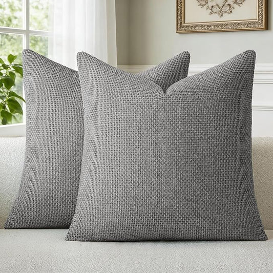 a moment Dark Gray Chenille Throw Pillow Covers 16x16 Inch Pack of 2 Modern Decorative Throw Pillow Covers Farmhouse Cross Covers Home Decor for Sofa Bedroom Living Room
