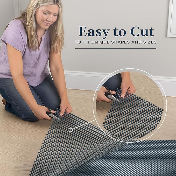 Veken 3x5 Ft Rug Pad Gripper for Hardwood Floors, Non Slip Dark Blue Rug Pads for Area Rugs, Thick Rug Grippers for Tile Floors, Under Carpet Anti Skid Mat, Keep Your Rugs Safe and in Place