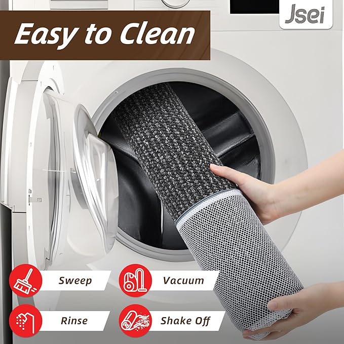 JSEI Kitchen Rugs and Mats, 2PCS Non-Slip Kitchen Mats for Floor, Machine Washable Absorbent and Stain Resistant Kitchen Runner, Carpet Mats with TPR Backing, 17''x30''+17''x60'', Charcoal
